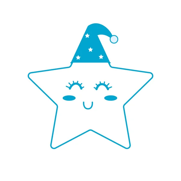 Silueta Bonita Estrella Brillante Con Diseño Sombrero Dormir Vector Ilustración — Archivo Imágenes Vectoriales