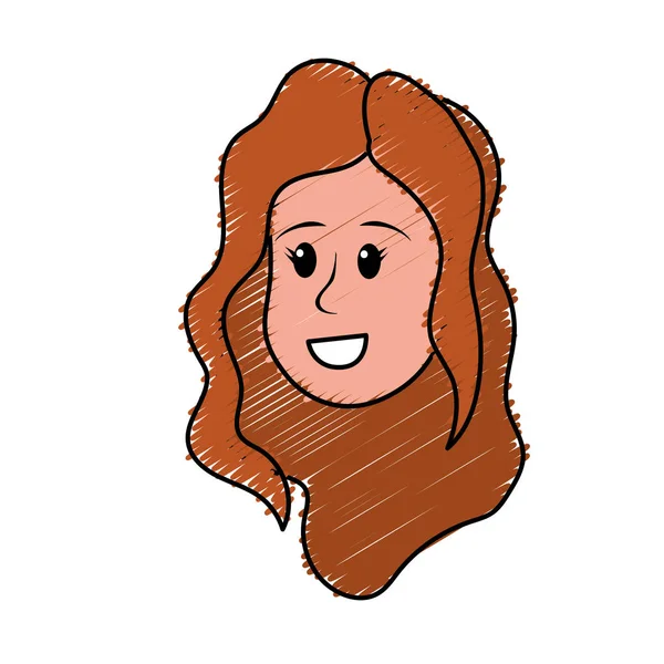 Glücklich Niedliche Frau Gesicht Mit Frisur Vektorillustration — Stockvektor