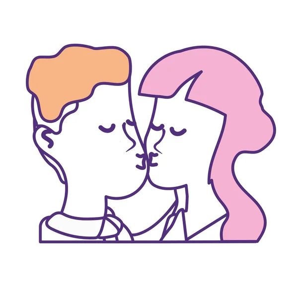Casal Bonito Beijando Uma Cena Romântica Ilustração Vetorial — Vetor de Stock