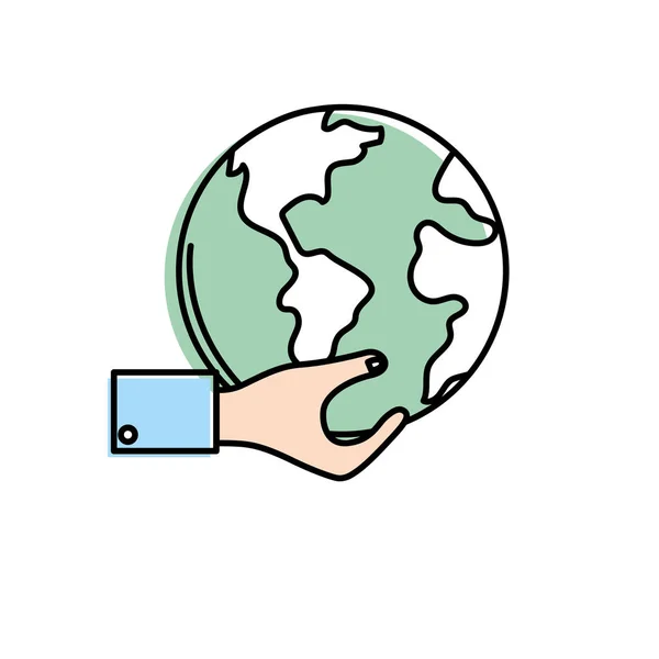 人手与全球性地球行星向量例证 — 图库矢量图片