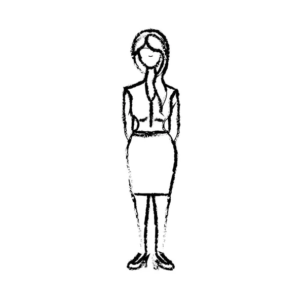 Фигура Красивая Женщина Прической Элегантной Одеждой Векторная Иллюстрация — стоковый вектор
