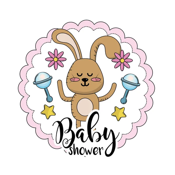 Baby Shower Emblem Welcome Child Vector Illustration — Stock Vector