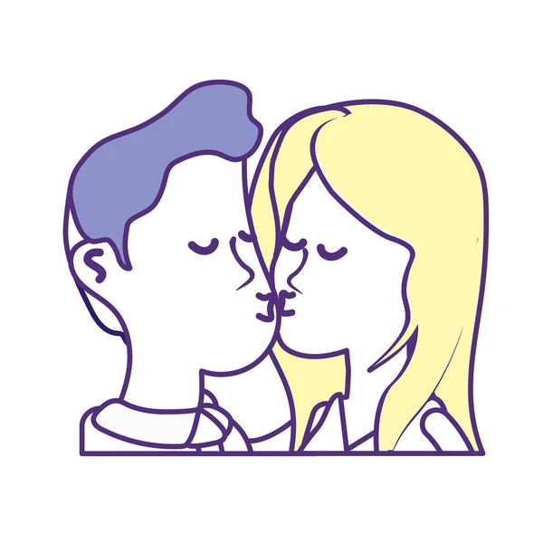 かわいいカップルがロマンチックなシーン ベクトル図をキス — ストックベクタ