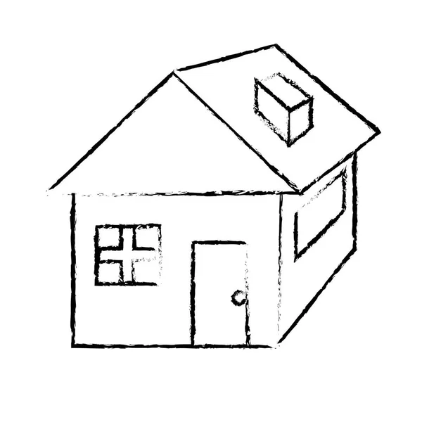 Figur Schönes Haus Mit Architektur Design Ikone Vektor Illustration — Stockvektor