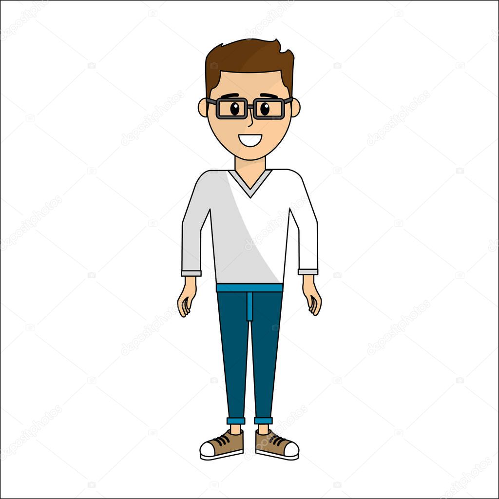 people, man with casual cloth and glasses avatar icon, vector illustration image