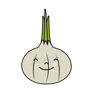 Kawaii şirin mutlu soğan sebze, vektör tasarım görüntü illüstrasyon