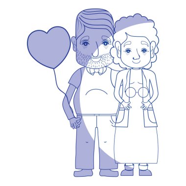 siluet eski coupe insanlar gözlük ve saç modeli ile illüstrasyon vektör