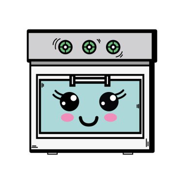 Kawaii şirin mutlu fırın teknoloji vektör çizim