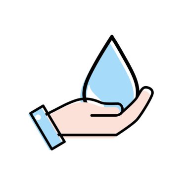 Doğal su damlası için çevre bakım vektör çizim ile el