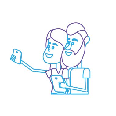 saç modeli ve el vektör çizim içinde smartphone ile güzellik çift hat