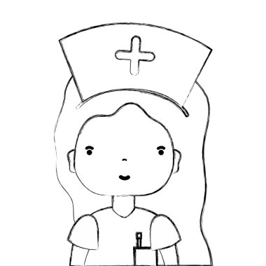 Şekil profesyonel hemşire baş vektör çizim şapka ile