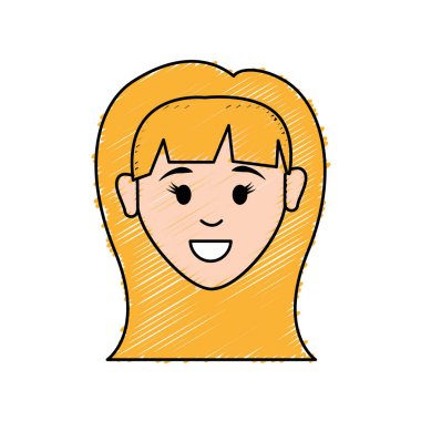 kadın kafa ve yüz saç modeli, vektör çizim tasarım ile