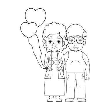 coupe yaşlılar gözlük ve saç modeli vektör çizim ile satır