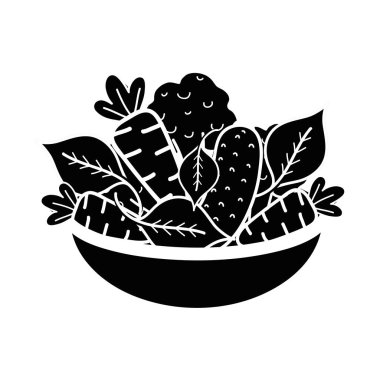 kase, vektör çizim içinde kontur taze ve lezzetli sebze