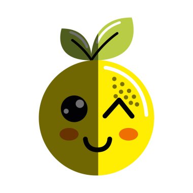 Kawaii güzel mutlu turuncu meyve, vektör çizim