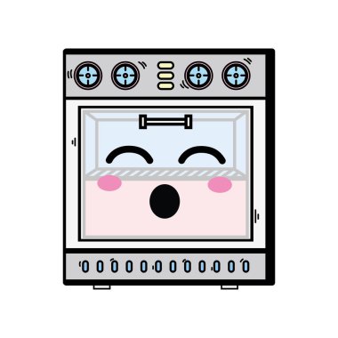 Kawaii şirin komik fırın teknoloji vektör çizim