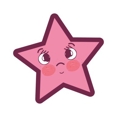 Kawaii şaşırmış ve sevimli yıldızı tasarlamak vektör çizim