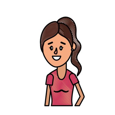 kadın saç modeli ve bluz tasarım vektör çizim ile