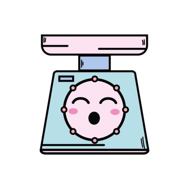 Kawaii şirin komik ağırlık makine vektör çizim
