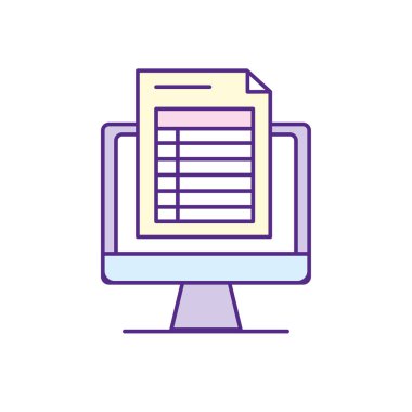 bilgisayar belge bilgi ve iş stratejisi vektör çizim