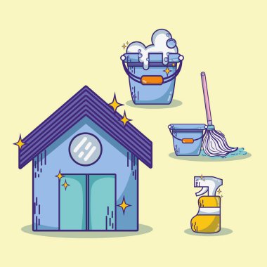 temiz ev ekipman ve ev içi kullanımına yönelik hizmet vektör çizim ayarla