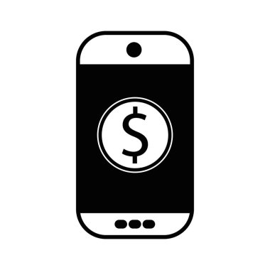 kontur smartphone teknoloji para app simge vektör çizim ile