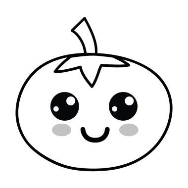 satır kawaii şirin mutlu Domates sebze, vektör çizim