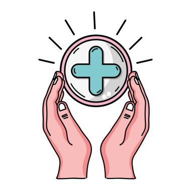 elle Tıp sembolü insanlar vektör çizim yardım çapraz