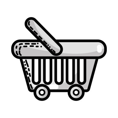 gri tonlamalı süpermarket sepet öğesi vektör çizim ürünleri satın almak için