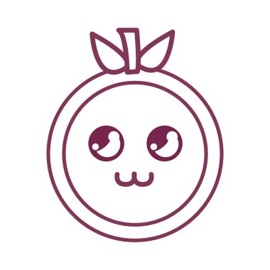 siluet kawaii şirin düşünme turuncu meyve, vektör çizim