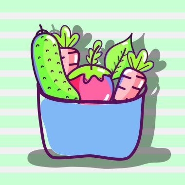 taze ve lezzetli sebze pot, vektör çizim içinde