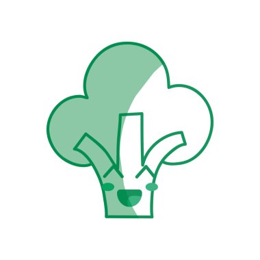 siluet kawaii şirin mutlu brokoli sebze, vektör çizim