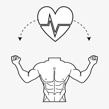 düz çizgi kavramı tonda vücut fitness, vektör çizim
