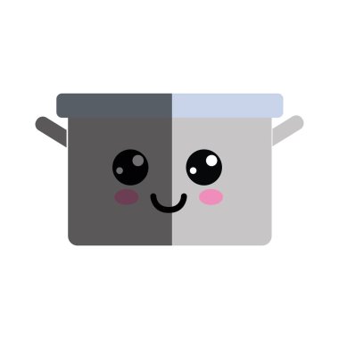 Kawaii güzel mutlu tencereye, vektör çizim tasarım