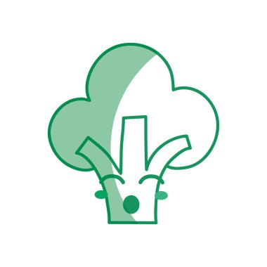 siluet kawaii şirin komik brokoli sebze, vektör çizim