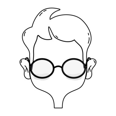 çizgi adam yüz saç modeli tasarım vektör çizim ile