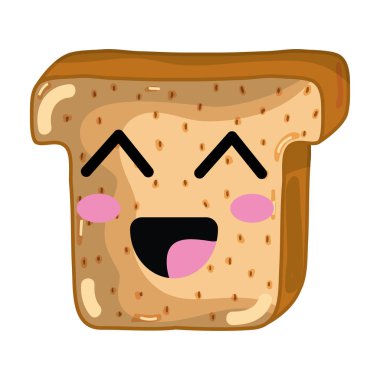 Kawaii şirin mutlu doğranmış ekmek, vektör çizim tasarım