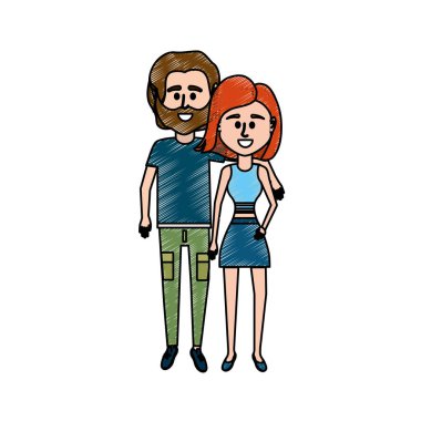 Çift clouthes tasarım vektör çizim simgesi ile birlikte