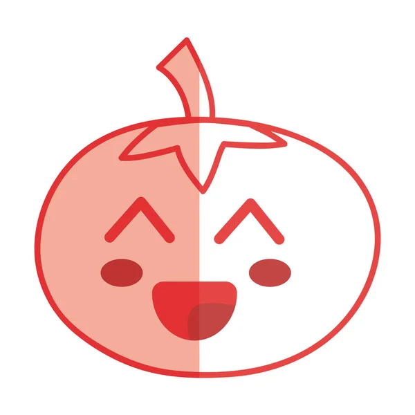 Silueta Kawaii Lindo Feliz Tomate Vegetal Vector Ilustración — Archivo Imágenes Vectoriales