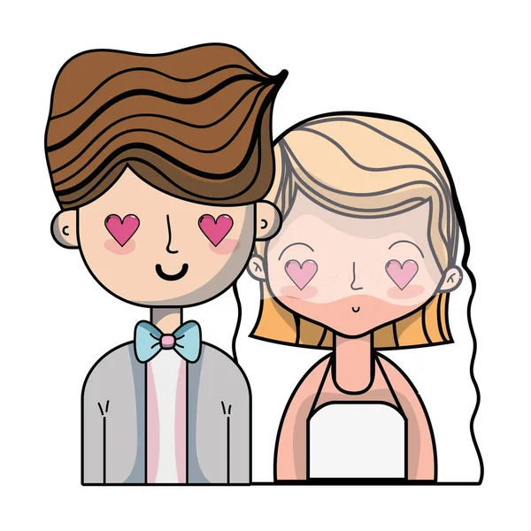 Pareja Belleza Casada Con Diseño Peinado Vector Ilustración — Vector de stock