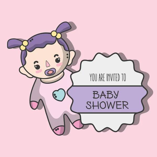 Baby Shower Uitnodiging Tot Geboorte Van Een Girlvector Afbeelding — Stockvector