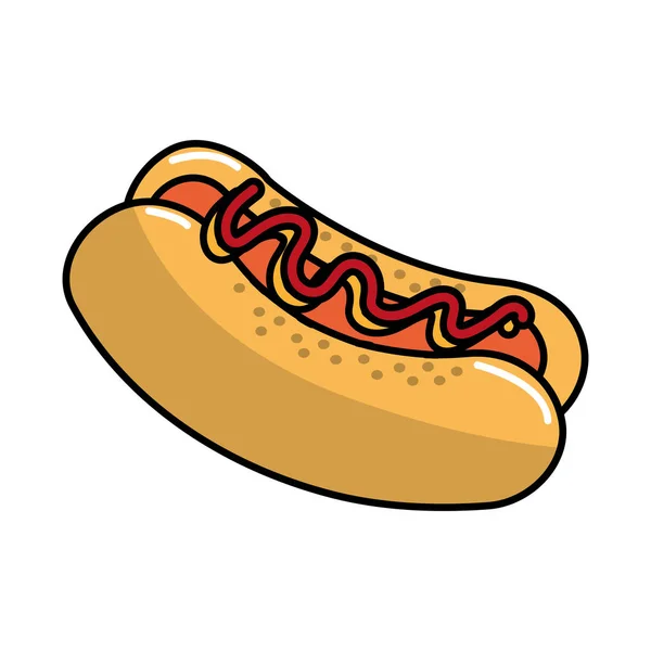 Hot Dog Gyors Étkezés Vektoros Illusztráció — Stock Vector