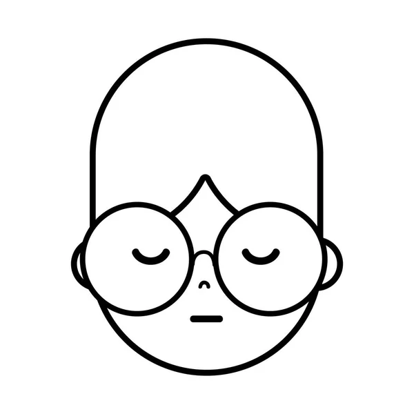 Ligne Garçon Visage Avec Des Lunettes Illustration Vectorielle Conception Coiffure — Image vectorielle