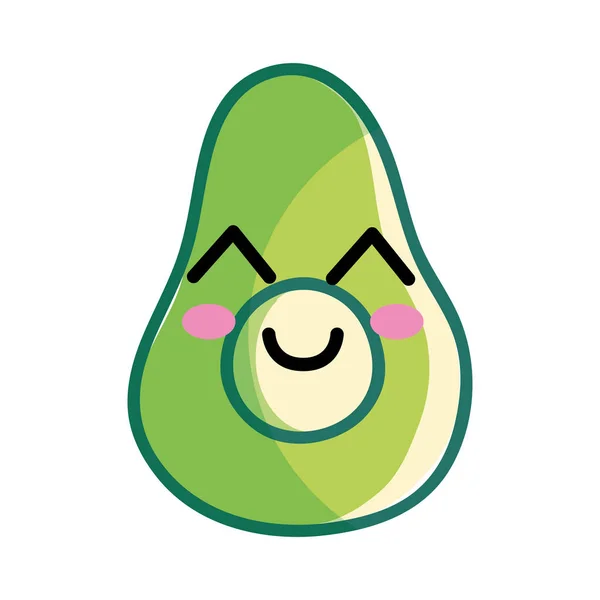 Kawaii Gelukkig Mooi Avocado Fruit Vectorillustratie — Stockvector
