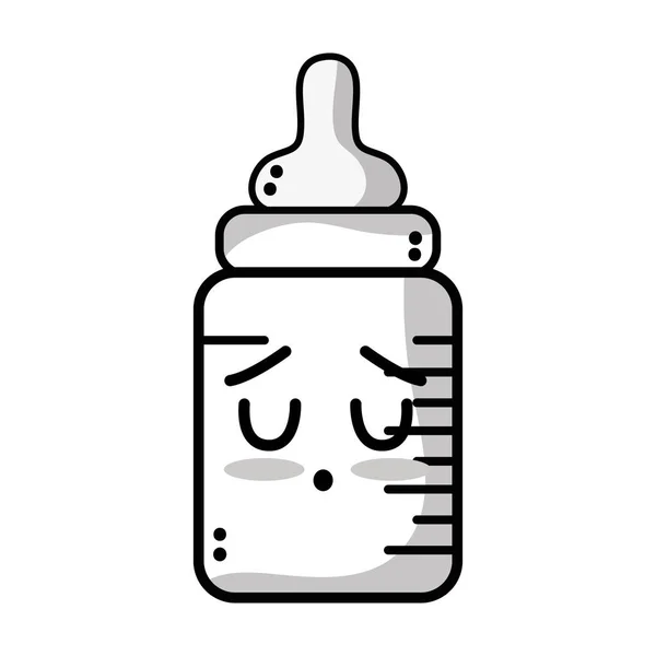 Line Kawaii Cute Tender Feeding Bottle Vector Illustration — Stock Vector