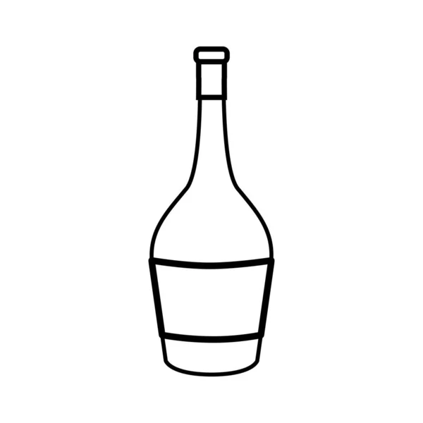 Linie Flasche Wein Leckeres Getränk Symbol Vektorillustration — Stockvektor