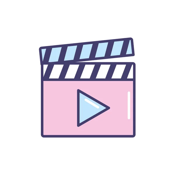 Clapperboard Com Vídeo Filme Estúdio Ícone Vetor Ilustração — Vetor de Stock