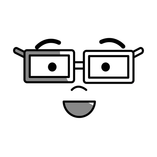 Silhouette Männergesicht Mit Augen Mund Nase Und Brille Vektorillustration — Stockvektor