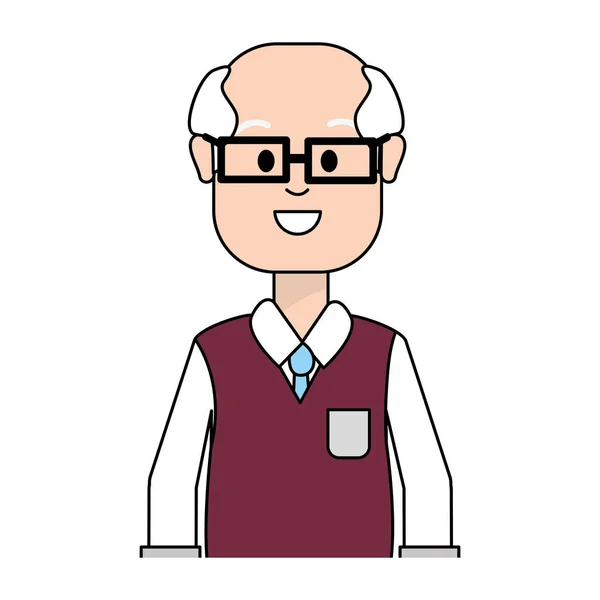 Anciano Con Gafas Choth Casual Ilustración Vectorial — Vector de stock