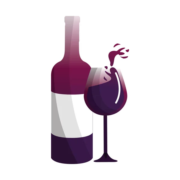 Glas Fles Wijn Lekker Pictogram Vectorillustratie — Stockvector